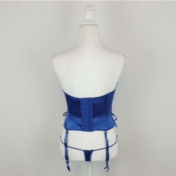 Elegant Moments Women's Size 32 Blue Silver Embellished Corset Set - Picture 4 of 9